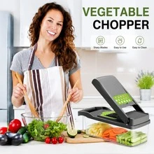 Multifunctional Vegetable Chopper, 7-In-1 Food Slicer And Dicer With Container, Hand Guard, Replaceable Blades, Kitchen Vegetable Cutter, Suitable For Onion, Carrot, Potato, Cucumber - Multicolor - View 6