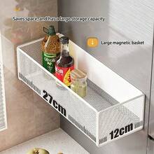 Basket Refrigerator Storage Rack, Laundry Room Organizer Rack, Storage Rack With Hanging Board Accessories, Suitable For Refrigerator, Microwave, Washing Machine, Refrigerator Storage, Refrigerator Storage, Refrigerator Magnetic Basket, Heavy Duty Structure, Home Storage Rack, Storage Basket. - Multicolor - View 6