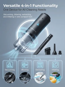 1pc Handheld Vacuum Cleaner, 130,000 RPM Turbo Fan, Adjustable Electric Air Duster, Brushless Motor Handheld Air Tube, High-Performance Car Vortex Turbo, Air Cushion Inflator, Pet Dryer, BBQ Blower - Black - View 3