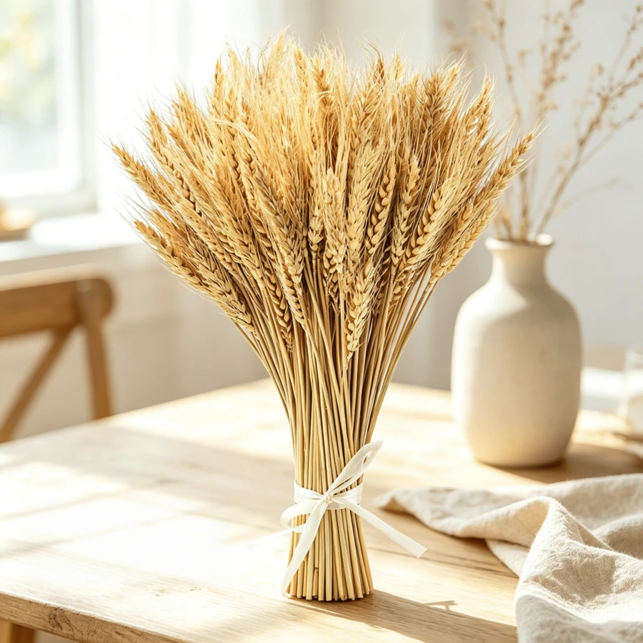 100 Pieces Of Dried Wheatgrass, 40 Cm, Natural Wheat Flower Bouquet, Dried Flower Arrangement For Fireplace, Home, Kitchen, And Table Decoration - Dry Wheat - View 1