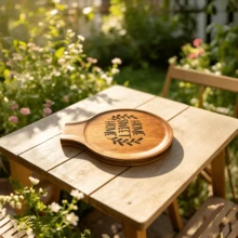 1pc "Cozy Home" Laurel Wreath Print Wooden Spoon Rest, Natural Wood Kitchen Utensil Holder, Can Hold Soup Ladle, Rice Spoon And Cooking Tools, Rustic Style Countertop Stove Storage Rack, Perfect Warm Housewarming Gift For New Home (Non-Food Contact) - 1PC - View 9