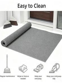 1 Buah Keset Pintu Berlubang PVC Abu-abu, Keset Lantai Anti Selip yang Dapat Dipotong, Tahan Aus & Mudah Dibersihkan, Karpet Dalam dan Luar Ruangan untuk Pintu Masuk, Kamar Mandi, Dapur, Dekorasi Rumah untuk Hari Thanksgiving, Natal & Tahun Baru - Keset anti selip - View 3