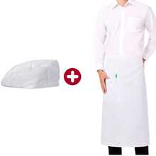 White Apron With 3 Chef Hats Set, Half-Body Apron With Pen Holder And Pockets, Unisex Chef Uniform Suitable For Commercial Kitchens, Restaurants And Cafes - White - View 2