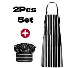 2pcs/Set Unisex Chef Apron & Hat Set, Adjustable Halter Apron With Pockets + Pleated Chef Hat, Multiple Patterns, Suitable For Home Kitchen, Baking, BBQ, Cafe, Catering - 2Pcs Set - View 14