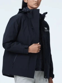 CAMEL CROWN Down Jacket, Windproof Jacket, Men's And Women's Three-In-One Winter Fleece-Lined Thick Coat, Mountaineering Clothing - Phantom Black - View 1