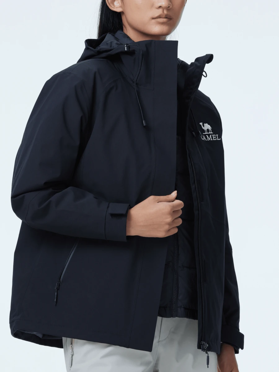 CAMEL CROWN Down Jacket, Windproof Jacket, Men's And Women's Three-In-One Winter Fleece-Lined Thick Coat, Mountaineering Clothing - Phantom Black - View 1