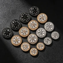 5pcs/Pack Flower Rhinestone Metal Buttons Round Crystal Hand Sewn Buttons For Coats Suits Sweaters Dresses DIY Clothing Accessories - Multicolor - View 2