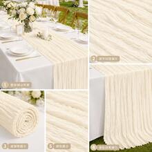 12 Pack Beige Cheesecloth Table Runner, Crinkle Gauze Table Runners With Soft Sheer Texture, Boho Rustic Table Decor For Wedding, Bridal Shower, Baby Shower, Birthday Party, Holiday Events, Farmhouse Dining And Home Decoration - Beige - View 6