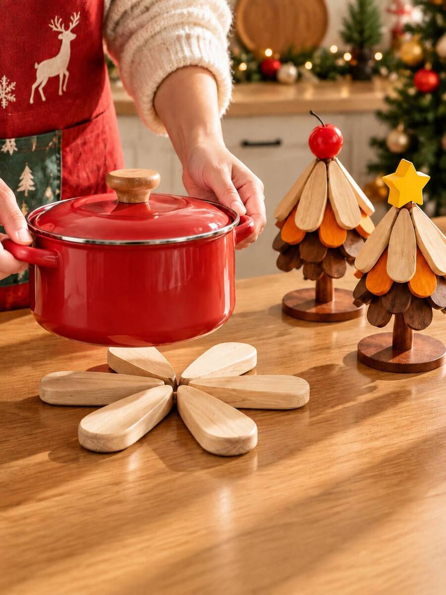 Wooden Tree-Shaped Heat-Insulating Mat, Suitable For Hot Pots And Cookware, Wooden Coasters, Suitable For Bowls, Teapots, Drinks, Plates, Home Tabletop Decoration