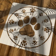 1pc Dog Paw Clock Hollow Template, Washable & Reusable, With Center Paw Print And Hour Markings, Suitable For DIY Crafts, Scrapbooking, Card Making, Woodwork And Canvas - Sets - View 4