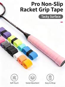 6pcs Random Color Badminton Grip Tape Set, Sweat-Absorbent With Adhesive Coating, Suitable For Badminton Racket, Fishing Rod, Tennis Racket, Flat Grip Tape - Multicolor - View 3