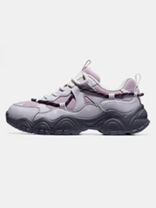 CAMEL CROWN Women's Platform Height Increasing Chunky Sneakers Versatile Casual Sneakers - Light Purple/Grey Bean Brown - View 2