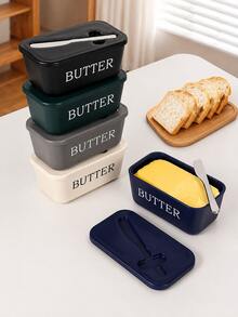 1pc Butter Dish With Lid And Butter Knife, Butter Storage Box With Built-In Spreading Slot, Fits East And West Coast Butter Sticks, Refrigerator Countertop Butter Box, Suitable For Kitchen, Dining Table, Breakfast, College Dorm Essentials - Multiple Styles and Colors - View 7