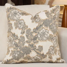 1 pièce Nouvelle taie d'oreiller de luxe marron café vintage à motif floral sans insert d'oreiller, housse de coussin en chenille style ferme + franges, housse de coussin style campagnard français, taie d'oreiller style pastoral neutre, décoration d'intérieur convenant pour la maison, le canapé, le lit, la chambre, le salon, le café, la salle d'exposition, la décoration, les occasions quotidiennes et les fêtes, convenant pour toutes les saisons - Marron - Voir 4