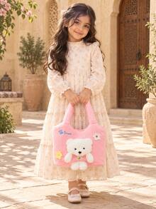XD Multifunctional Autumn/Winter Children's Plush Tote Bag, Bear Design, Can Store Snacks, Toys And Personal Items, Handheld/Shoulder Dual-Use Design Suitable For Children's Valentine's Day/Halloween Gifts - Multicolor - View 6