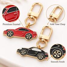 1pc Sports Car Keychain, 2D Enamel Style Car Pendant, With Gold Rotating Buckle, Mini Bag Charm, Suitable For Car Enthusiasts, Can Be Used For Keys And Backpacks, 5 Colors Available - Quantity - View 2