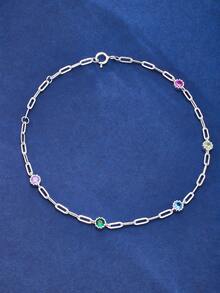 SYMFNY 925 Sterling Silver 5pcs Colorful Cubic Zirconia Bracelet 1pc - Silver - View 3