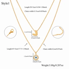 2Pcs/Set Simple Classic Multi-Style Eye Heart Pendant Golden Stainless Steel Chain Layered Necklaces For Women - Eye - View 3