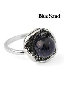 1pc Healing Natural Gemstone Crystal Ring For Women Men Silver Color Opening Lotus Leaf Adjustable Rings Wedding Fashion Jewelry Gift G776 - Ring - View 9