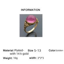 Luxury Elegant 14K Gold Plated Ring, Inlaid With Synthetic Zirconia, Suitable For Wedding, Anniversary, Engagement, Gift Giving, All Seasons - Size Fits 5-13 - Gold - View 4