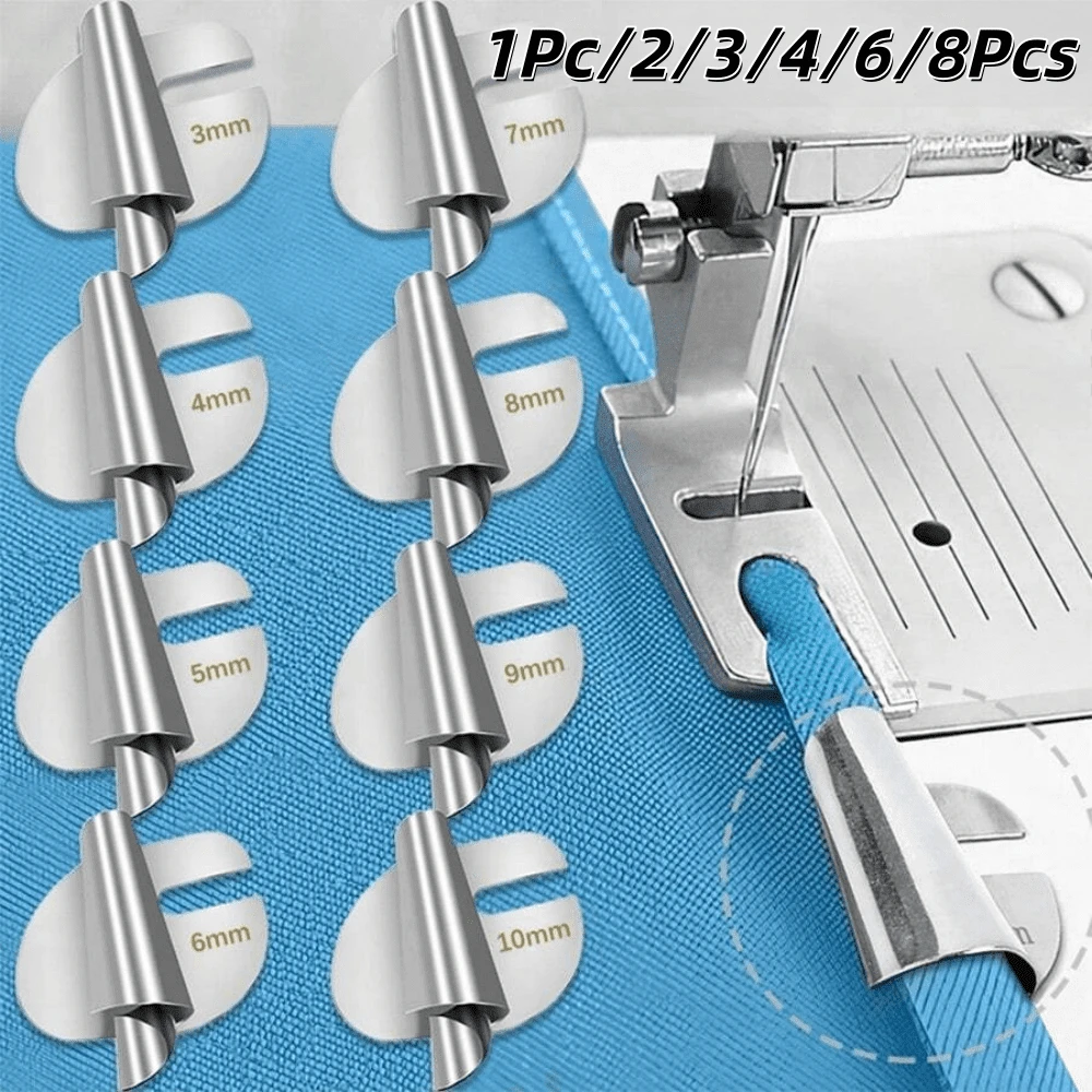 1Pc/2/3/4/6/8Pcs Universal Sewing Hemming Foot Set, 8 Sizes Wide Hemming Presser Feet, Sewing Machine Hemming Feet, Home & Industrial Sewing Machine Curved Hemming Feet