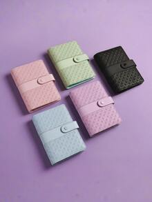 1Set A6 Woven Pattern Splicing Loose Leaf Budget Notebook, Wallet, 6-Hole Binder Cash Management Journal, Cash Envelope Savings Tracker With Zipper, Multi-Functional Money-Saving And Financial Management Notebook. Storage Album For Coins, Banknotes - Woven Texture Patchwork - View 2