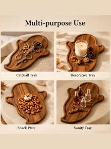 1pc Halloween‑Themed Serving Tray, 2 Sizes Available, Spooky Ghost & Tombstone Shaped Snack Platter For Candy, Cookies, Desserts, Appetizers, Perfect For Halloween Party, Trick‑Or‑Treat & Home Decor - Brown - View 5