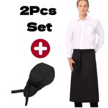 2pcs Half Apron & Chef Hat Set, Apron + Chef Hat Set, Tie-Up Chef Hat Apron - White - View 6