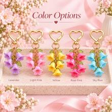 1pc Lily Of The Valley Keychain, Macaron Color Bell Flower Bag Charm, Paired With Gold Heart Buckle, Cute Floral Pendant, Suitable For Handbags, Backpacks And Keys, 5 Colors Available - Quantity - View 4