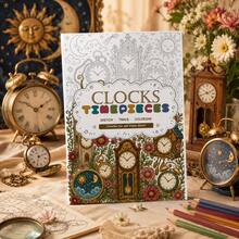 Architecture & Vintage Timepiece Coloring Activity Notebooks, Houses Buildings Churches Clocks & Watches Line Art, Sketch Trace Coloring Practice, Detailed Creative Drawing, Relaxing Art Activities For Beginners, Teens & Adults - Architecture & Vintage Line Art - View 3