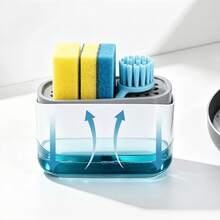 1/2pcs 2-In-1 Dish Soap Dispenser With Sponge Drain Holder, Kitchen Countertop Cleaning Storage Box, Visible Liquid Storage Design, Minimalist Home Kitchen Utensil, Housewarming Gift, Gift Choice - Multicolor - View 10