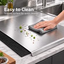 Large Stainless Steel Cutting Board With Non-Slip Mat, Easy-To-Clean Metal Cutting Board, Suitable For Meat, Vegetables, And Fruits, Kitchen Countertop Food Preparation Board - View 5