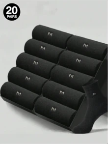 1/5/10/20/30 Pairs Men's Business Casual Socks, Antibacterial, Breathable, Moisture-Wicking, Odor-Resistant, Mid-Calf, Letter Pattern - Machine Washable, Autumn Style - Black - View 9