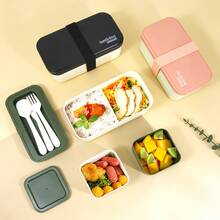 Bento Box, 2-In-1 Stackable Lunch Box, Suitable For Adults And Children, With Utensils, Leak-Proof Snack Box, With Compartments, Suitable For School, Office, Camping, Microwave And Dishwasher - Multicolor - View 3