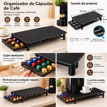 Organizador de Cápsulas, Cajón de Almacenamiento de Cápsulas de café Antideslizante Deslizante de Hierro con Capacidad para 40 Cápsulas para el Hogar - Negro - Ver 3