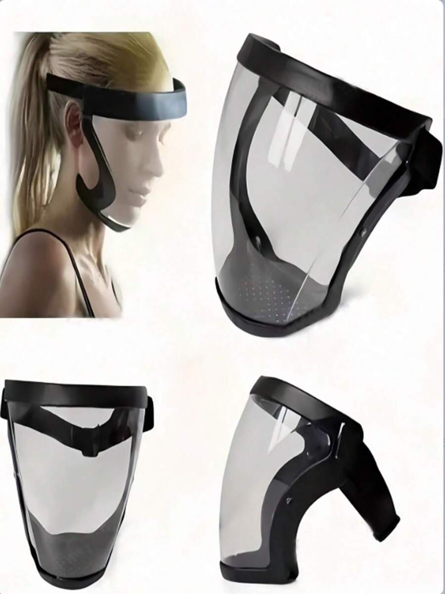 Transparent Full Face Shield, Breathable Bottom Vent, Splash-Proof Lightweight, Unisex, Adjustable, Suitable For Kitchen Cooking, Frying, Cleaning, Essential Home Kitchen Tool - A - View 1