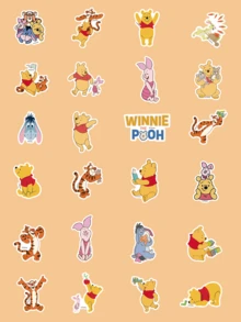 50pcs Disney Winnie The Pooh Stickers , Official Cartoon Vinyl Decals For Scrapbooking Journaling Card Making, Cute Decals For Planner Notebook Calendar Pencil Case, Teacher Classroom Prize Box, Students Holiday Gift - Multicolor - View 6