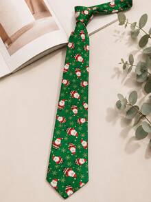 1pc Men's 8cm Christmas Holiday Reindeer & Santa Claus Neck Decor Tie - Multicolor - View 10