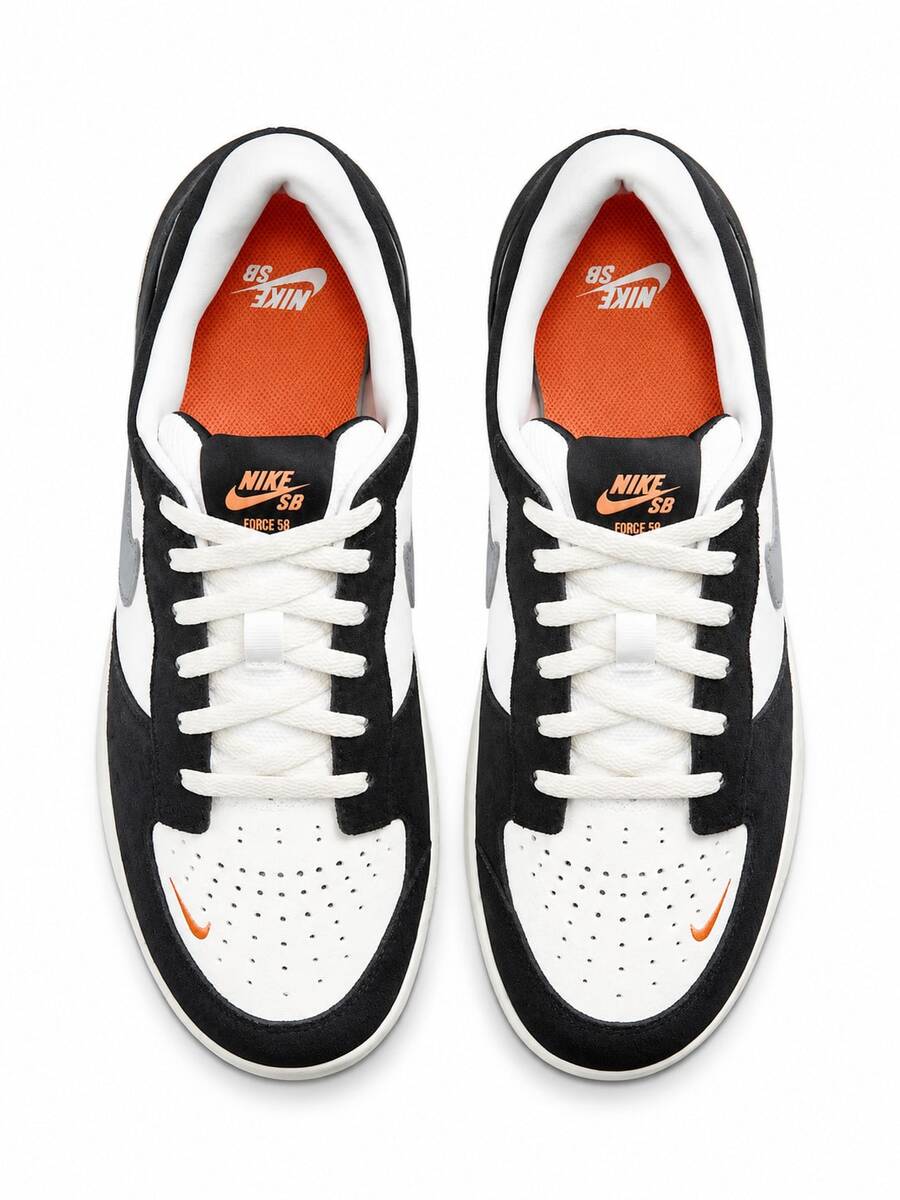 Nike Sepatu lari kasual atletik ringan model rendah SB Force 58 terbaru untuk pria dan wanita, tahan aus. - Hitam dan Putih - View 1