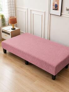 1pc Solid Color Corn Fleece Elastic Armless Sofa/Bed Cover, Suitable For Living Room, Bedroom, Home Use All Seasons - Pink - View 7