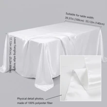 1pc White Satin Tablecloth, Wrinkle & Stain Resistant, Washable - Suitable For Home, Wedding, Party, Cafe, Picnic, Rectangular Shape, Multiple Sizes Available, Aesthetic Home - White - View 22