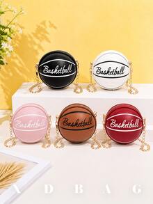 XD Cute Versatile Mini Shoulder Bag With Letter And Basketball Pattern, Metal Chain Strap, Convenient For Travel And Crossbody Wear, Suitable As Gifts For Children On Thanksgiving/Valentine's Day/Halloween - Multicolor - View 2