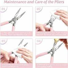 1/3/4pcs Pink Jewelry Pliers Set, Smooth Pointed Nose Pliers Without Teeth, No Blade Pliers, Handmade DIY Wire Wrapping Beading Jewelry Making Tools Including Ring Opener Tweezers - Pliers - View 5
