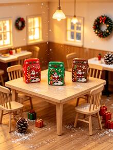 Mini Christmas Snow Globe & Gift Box Ornament Set, Cute Resin Santa Claus & Reindeer Decor, Miniature Christmas Landscape Decoration, Suitable For Dollhouse DIY Handmade Holiday Desktop Party Decor - A - View 9
