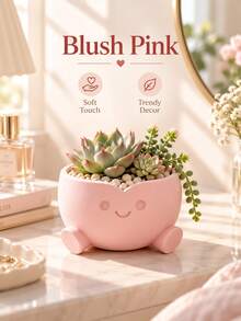 1pc Aesthetic 3D Printed Decorative Flower Pot, Unique Cute Succulent Planter, Multi-Functional Decor For Desk, Home Office, Garden And Yard - Multiple Styles - View 7