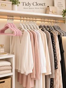 10/20pcs Multi-Color Flocked Hangers With Hooks, Non-Slip Flocked Space-Saving Stackable Hangers, Suitable For Shirts, Dresses, Pants And Coats, Durable Non-Shedding Thin Wardrobe Storage Hanging Rack Set, Suitable For Closet, Bedroom, Dorm, Apartment And Home - Multicolor - View 4
