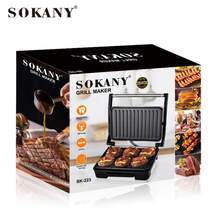 Panggangan Listrik Rumah Tangga SOKANY 223, Panggangan Multifungsi, Pemanasan Cepat 850W, Memanggang Dua Sisi, Desain Pegangan Anti-Luka Bakar, Mudah Dibersihkan, Dapat Membuat Steak/Sandwich/Bacon dan Makanan Lainnya - Hitam - View 6