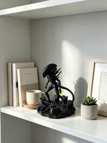 3D Printed Interstellar Visitor Alien Statue, Original Thin-Limbed Large-Headed Alien Design, Office Home Bookshelf Desktop Decor, Sci-Fi Gaming Gift For Boyfriend/Men - Interstellar Visitor Alien Statue - View 4