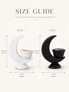 1pc Crescent Moon Incense Burner, Modern Black & White Resin Incense Holder With Gold Bowl, Ramadan Decoration, Eid Home Decor, Bohemian Wabi-Sabi Style Living Room Bedroom Meditation Yoga Shelf Desktop Ornament, Housewarming Gift, Aesthetic Decor - B - View 10