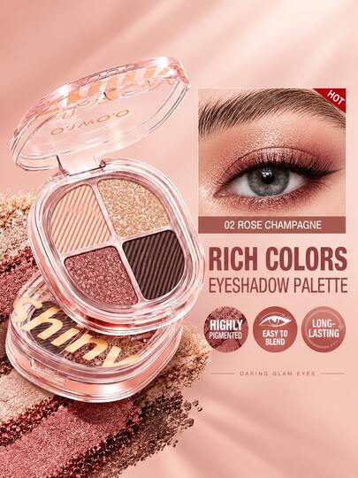 O.TWO.O Palet Eyeshadow Saku 4 Warna, Shade Matte & Shimmer yang Mudah Dicampur, Pigmentasi Tinggi Tanpa Fallout Tahan Lama Palet Quad Portabel, Tampilan Mata Smoky Alami untuk Komuter, Kosmetik Riasan Mata untuk Wanita dan Gadis, Harian Pesta Halloween Natal Musim Gugur Musim Dingin